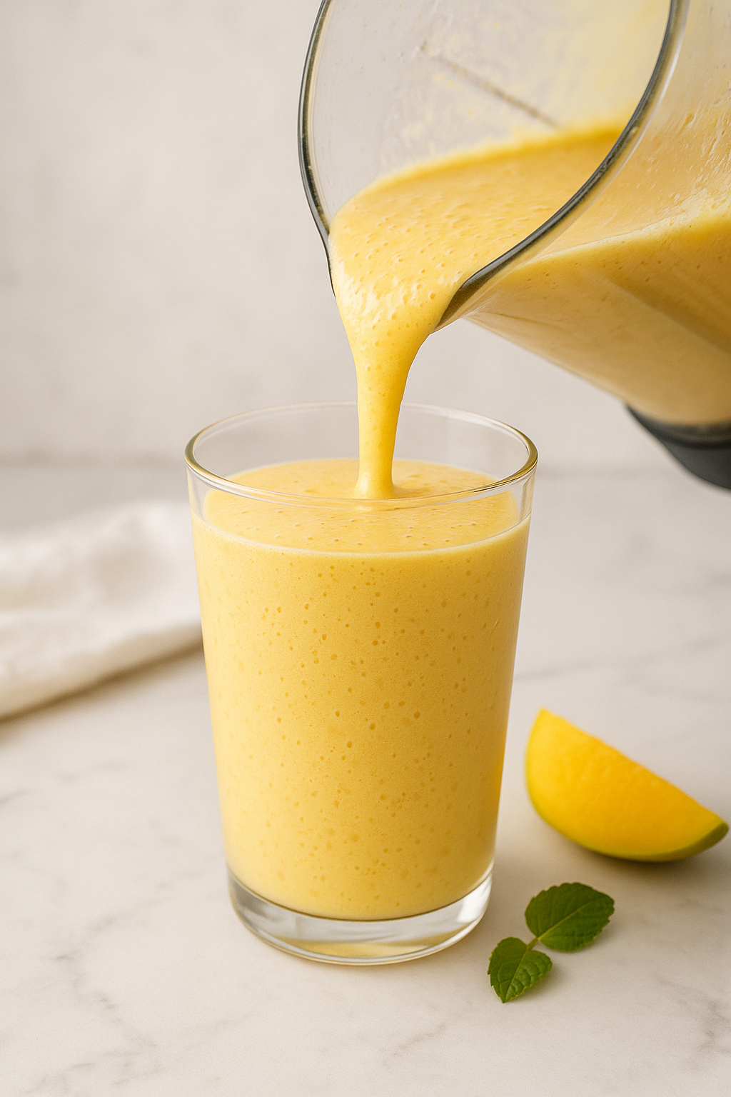 Delicious MANGO YOGURT SMOOTHIE served in glass