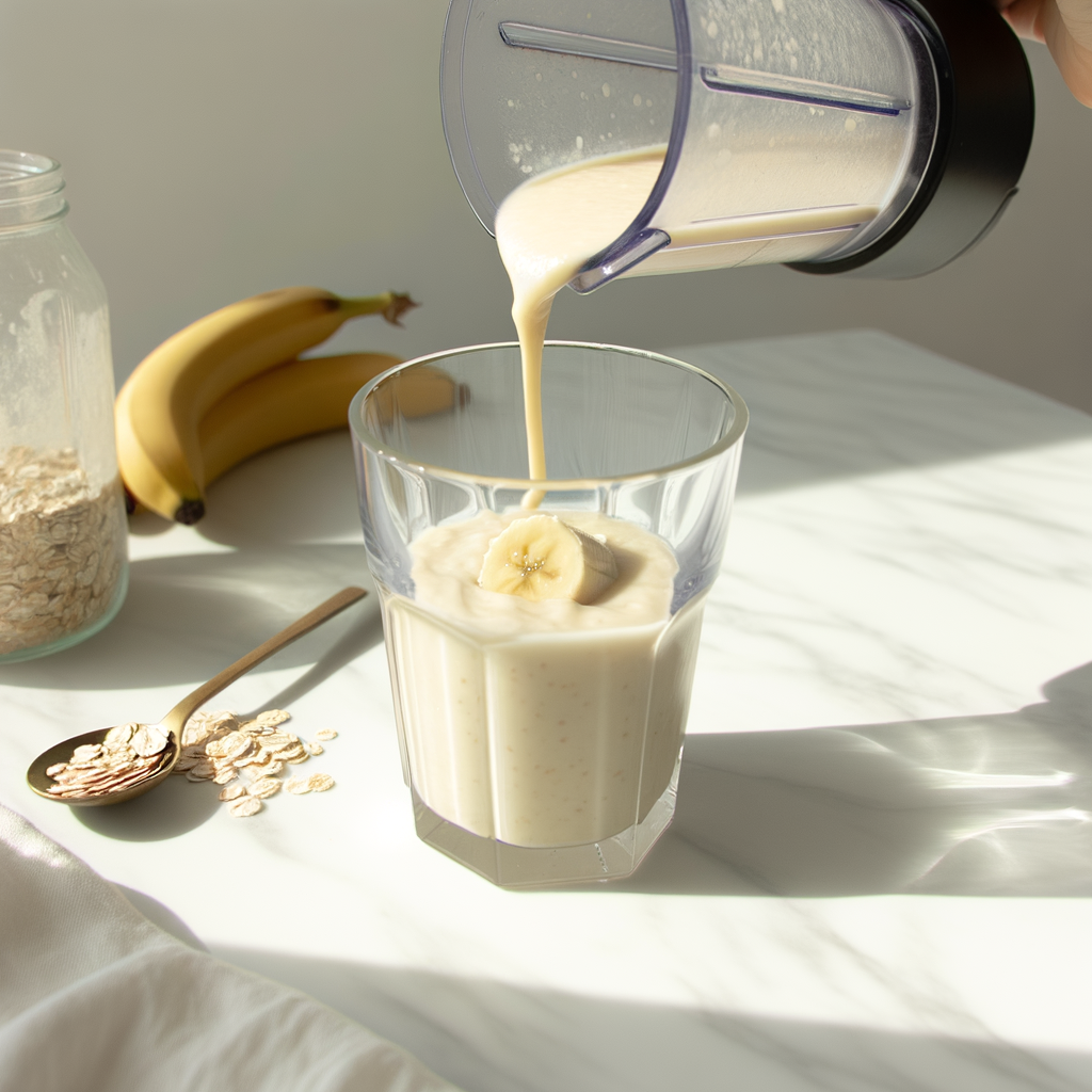Delicious BANANA ICE SMOOTHIE MINIMALISM served in a glass