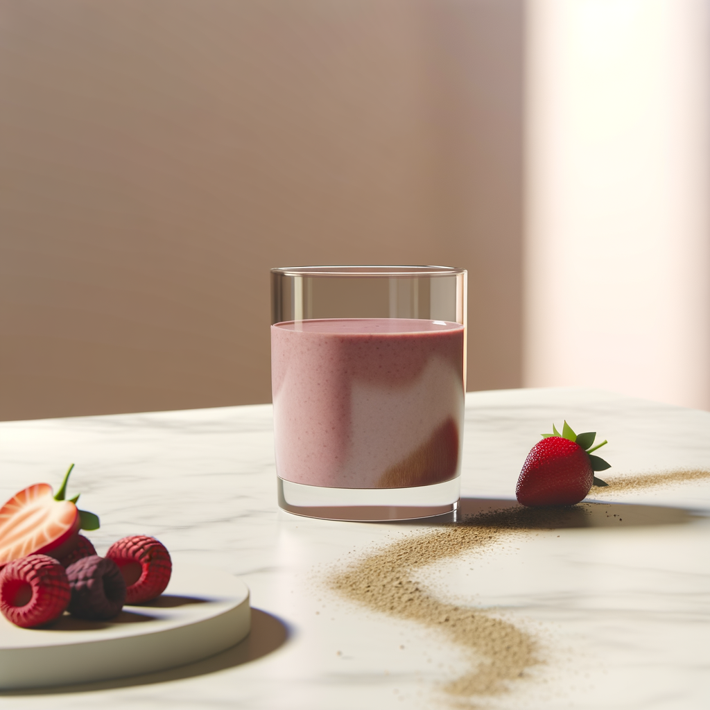 Freshly made BERRY BLAST SMOOTHIE in a glass