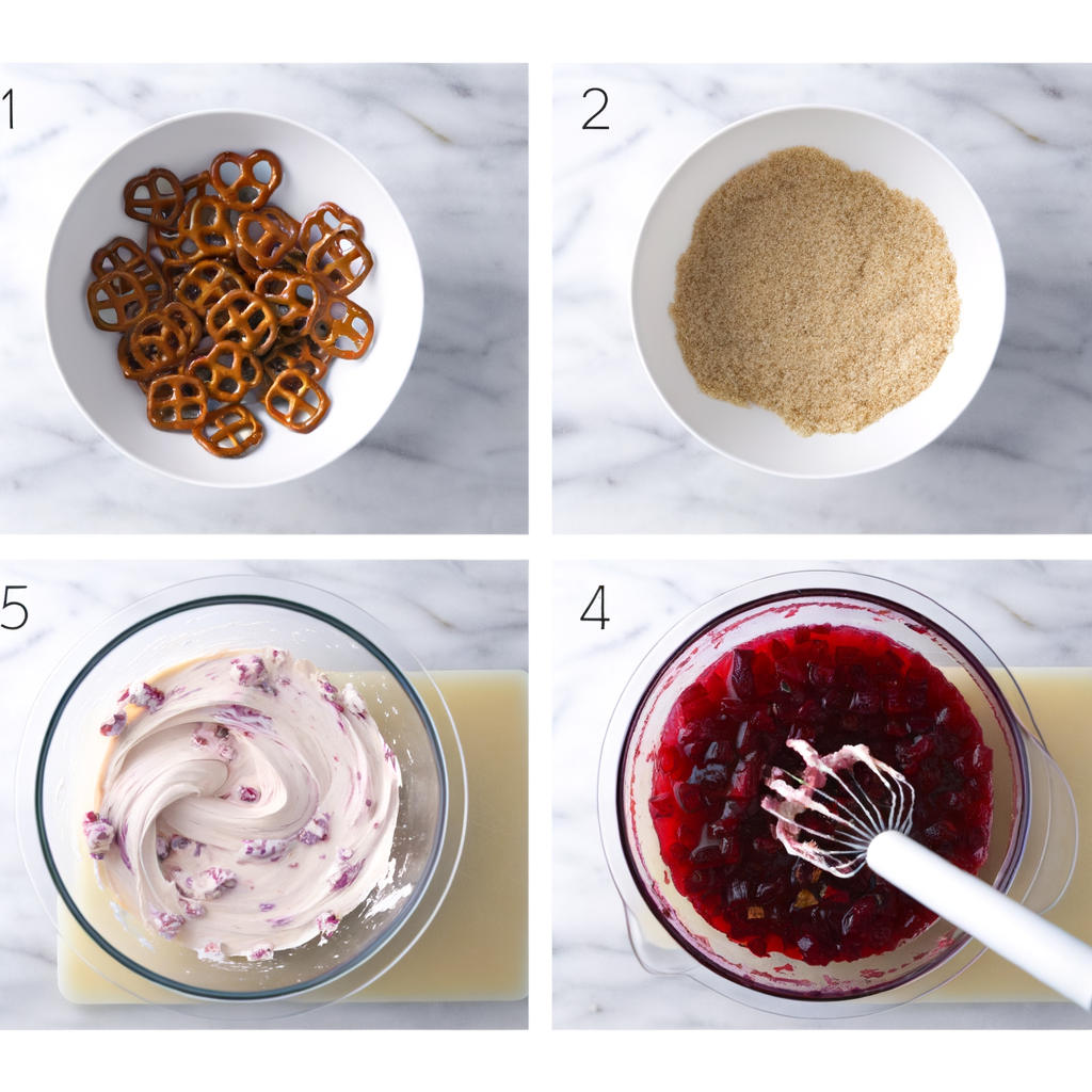 Key ingredients for making Cranberry Pretzel Salad