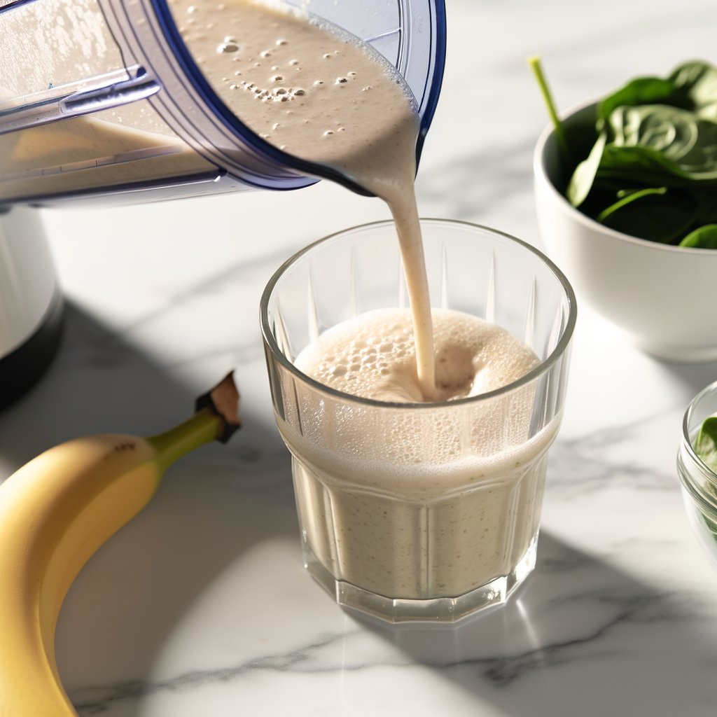 Serving of FUNCTIONAL PROTEIN SMOOTHIES in a glass
