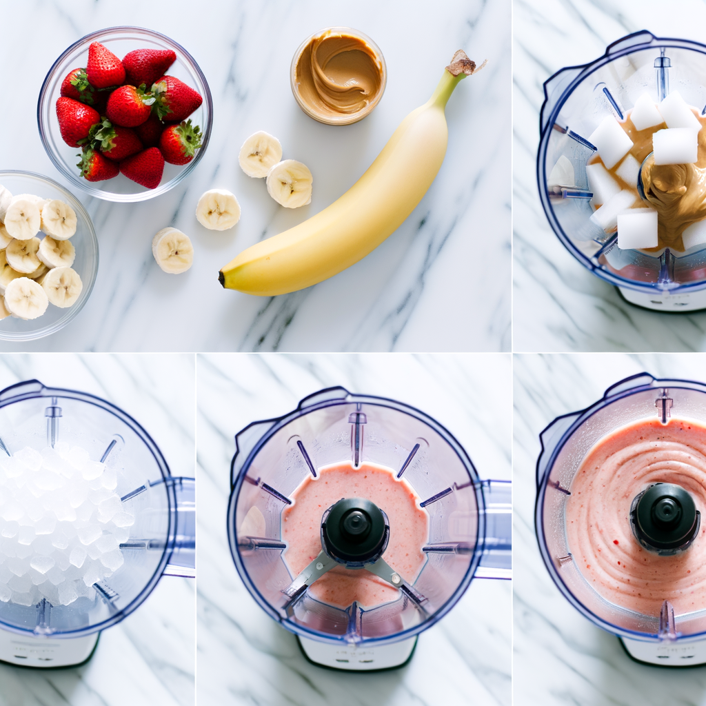 Fresh bananas and strawberries ready to be blended