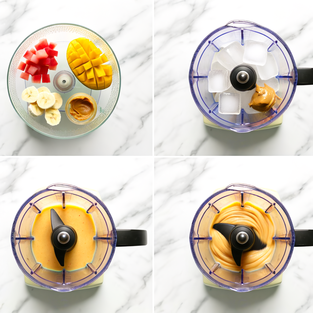 Ingredients for making a mango smoothie