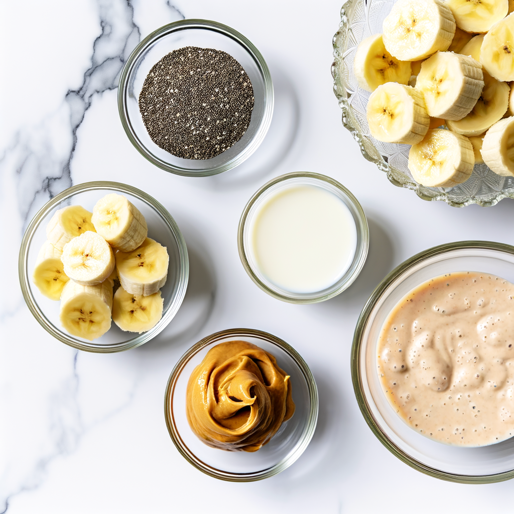 Illustration of different smoothie ingredients without ice.