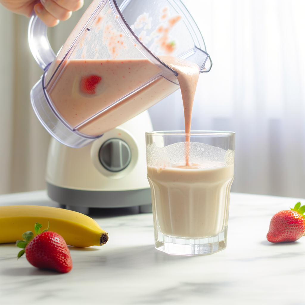 Glass of strawberry banana smoothie with fresh fruits
HOW TO MAKE A STRAWBERRY BANANA SMOOTHIE