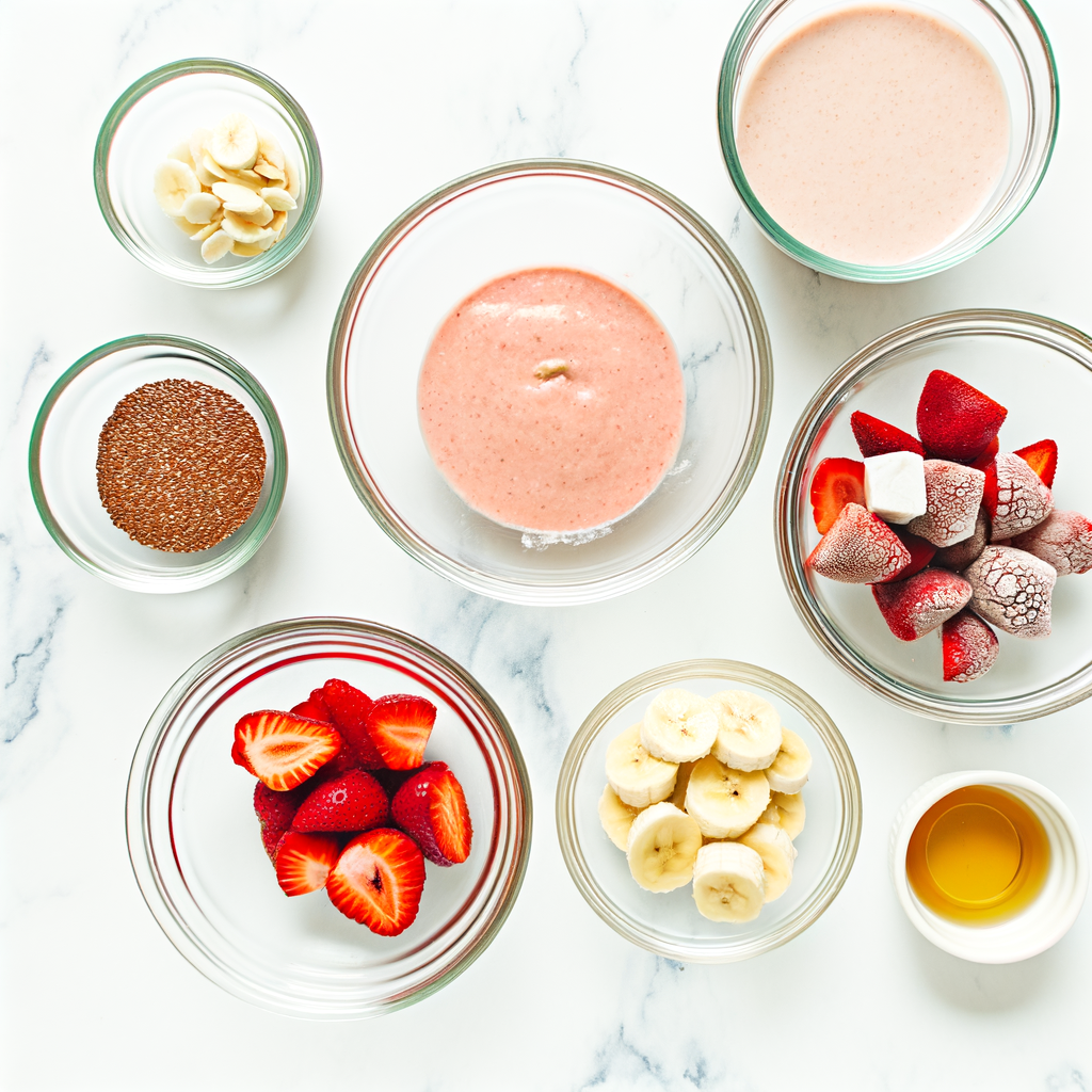Fresh strawberries and smoothie ingredients
