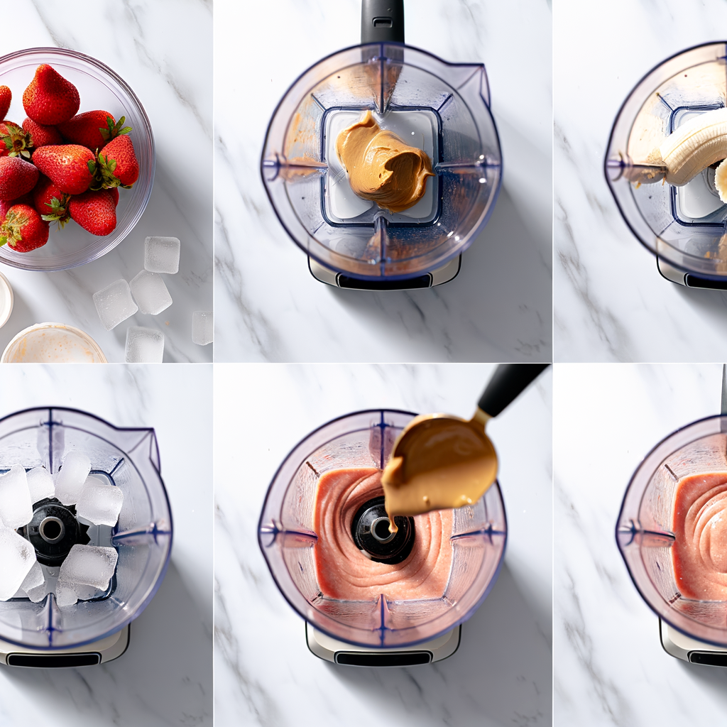 Ingredients for a strawberry smoothie
