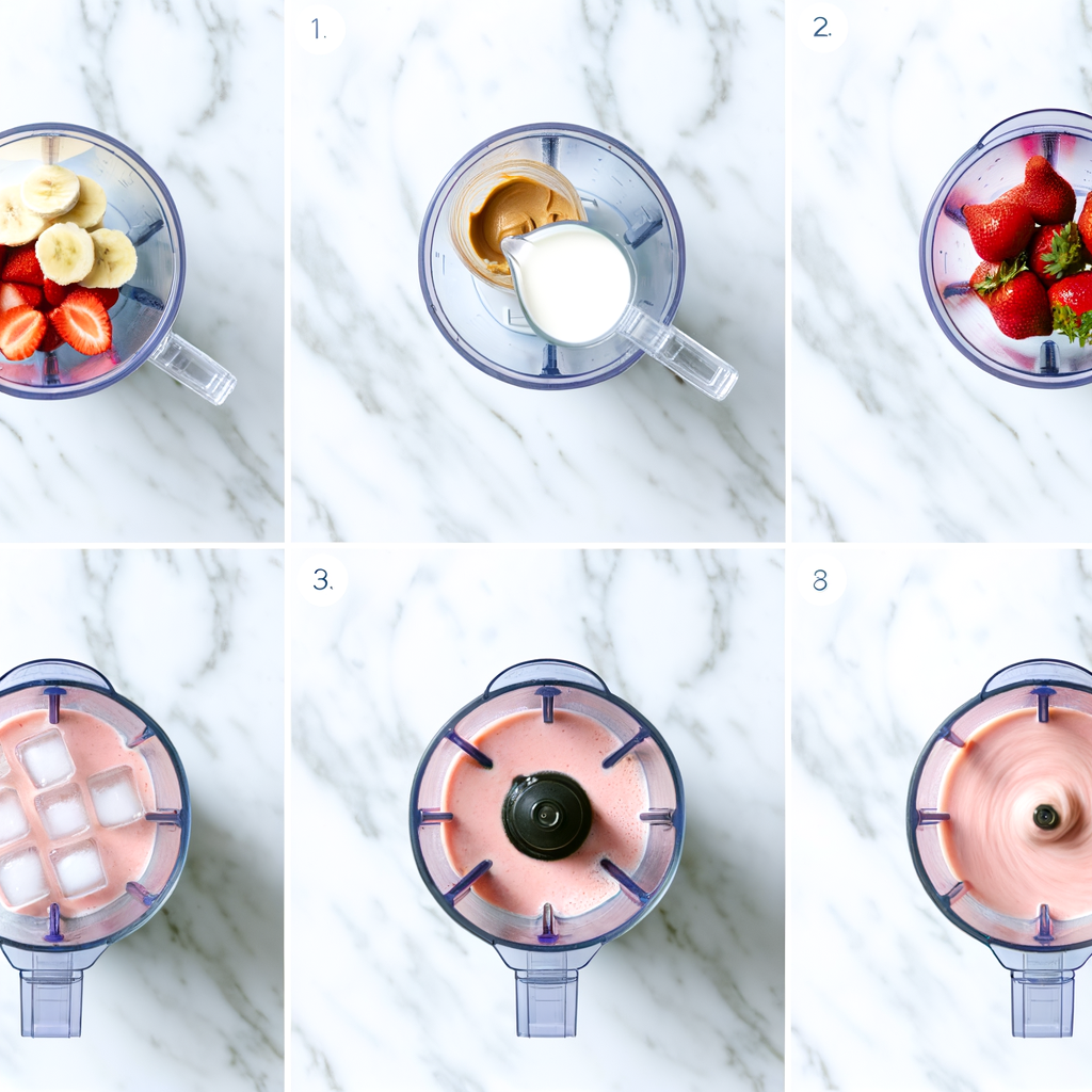 Ingredients for a strawberry smoothie with milk