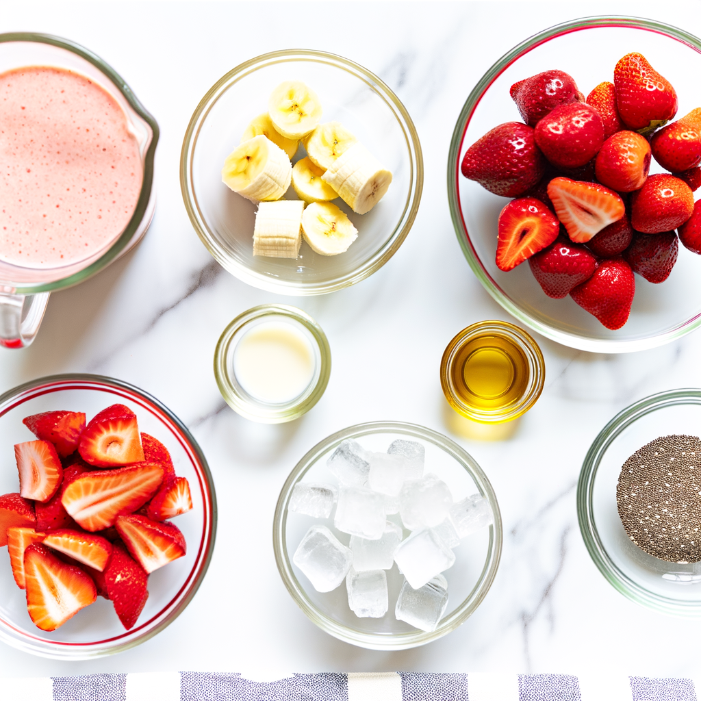 Ingredients for a perfect strawberry smoothie