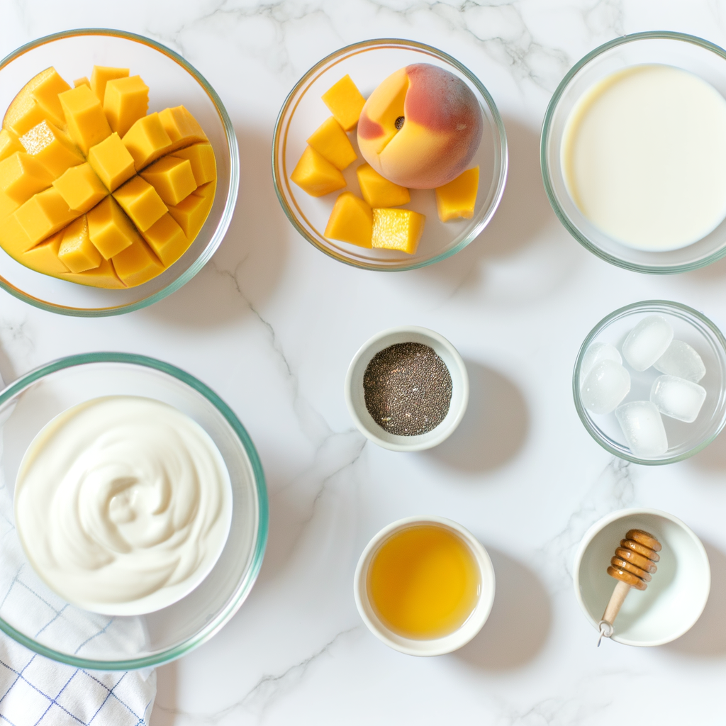 Mangoes and yogurt, ingredients for smoothie