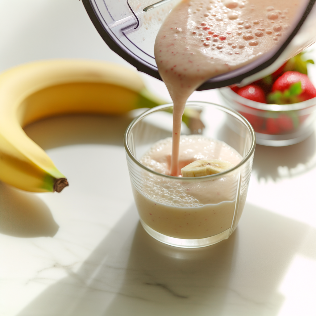 Delicious Glass of SMOOTHIE BANANA STRAWBERRY