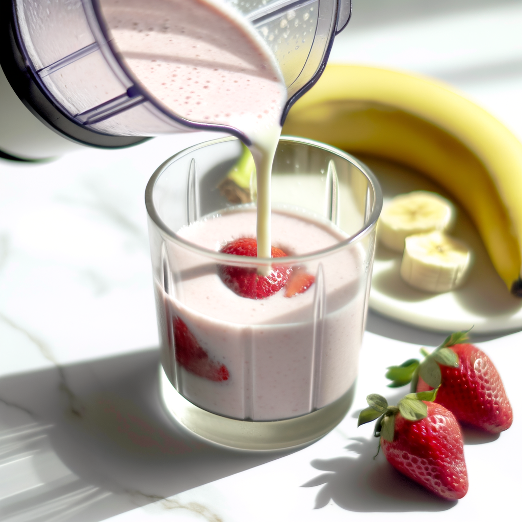 Refreshing STRAWBERRY BANANA SMOOTHIE WITH MILK